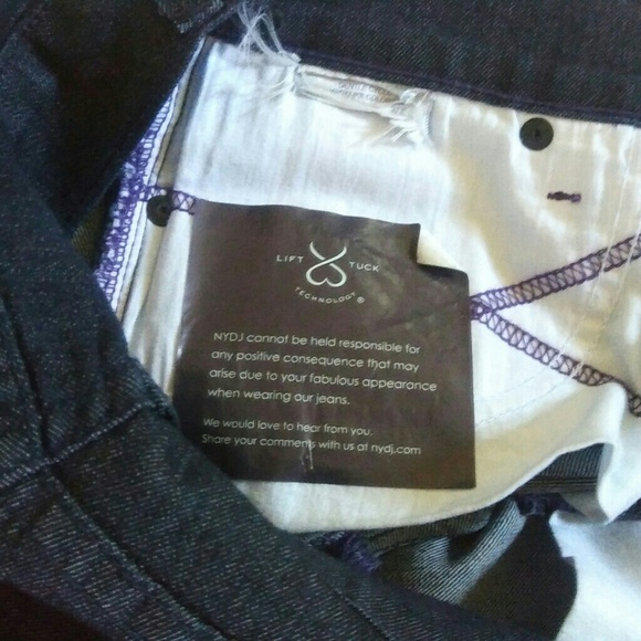 NYDJ Dark Rinse Crop Jeans Rhinestone Tab - Picture 6 of 8